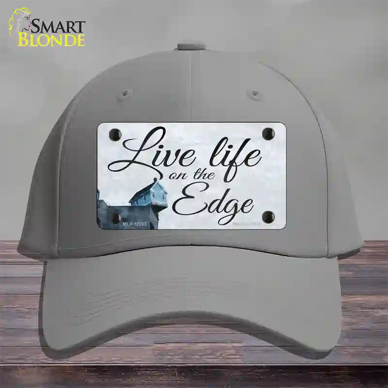 Live Life on the Edge Novelty License Plate Hat Cotton / Gray