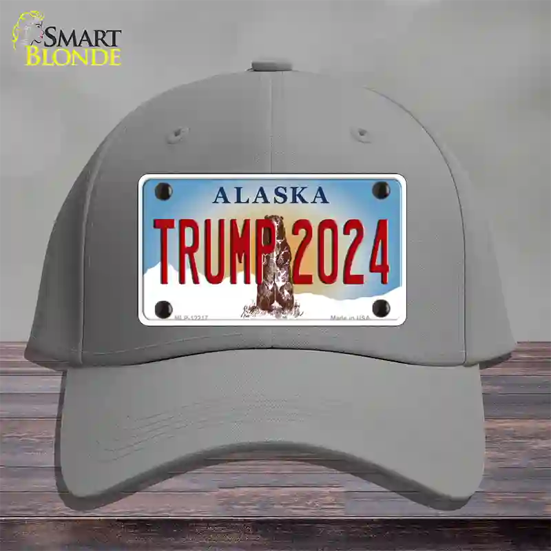 Trump 2024 Alaska Novelty License Plate Hat Cotton / Gray