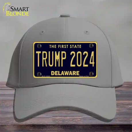 Trump 2024 Delaware Novelty License Plate Hat Cotton / Gray