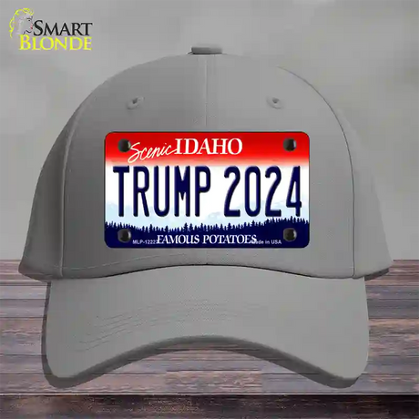 Trump 2024 Idaho Novelty License Plate Hat Cotton / Gray