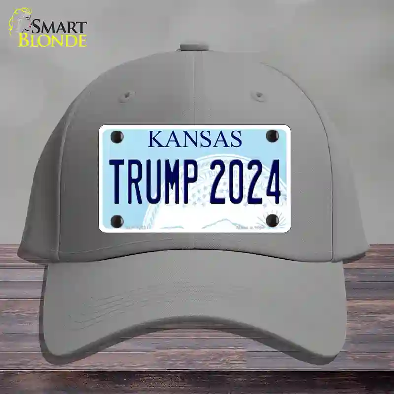 Trump 2024 Kansas Novelty License Plate Hat Cotton / Gray