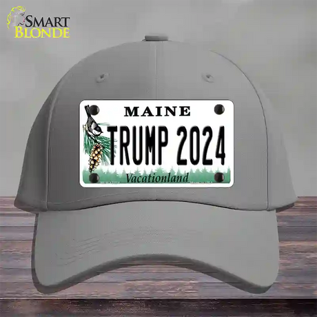 Trump 2024 Maine Novelty License Plate Hat Cotton / Gray