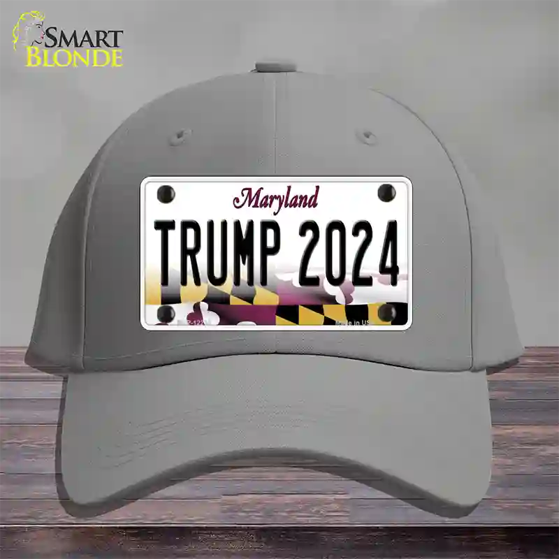 Trump 2024 Maryland Novelty License Plate Hat Cotton / Gray