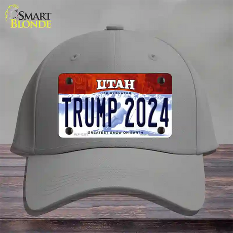 Trump 2024 Utah Novelty License Plate Hat Cotton / Gray