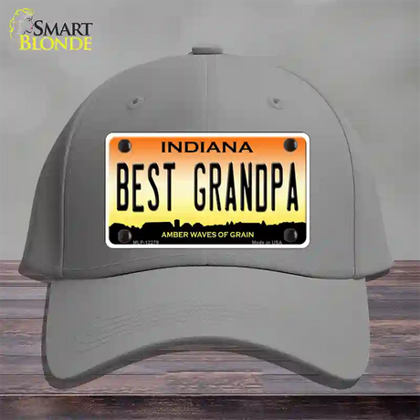 Best Grandpa Indiana Novelty License Plate Hat Cotton / Gray