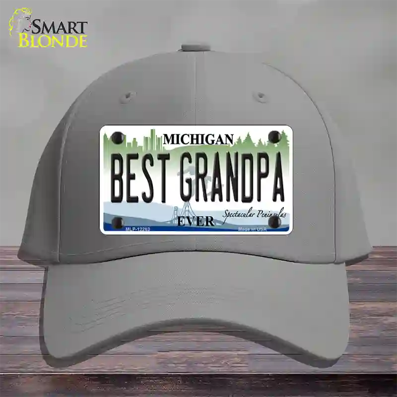 Michigan Best Grandpa Novelty License Plate Hat Cotton / Gray