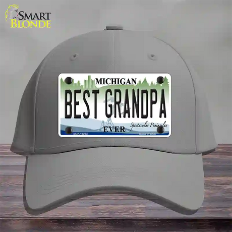 Michigan Best Grandpa Novelty License Plate Hat Cotton / Gray