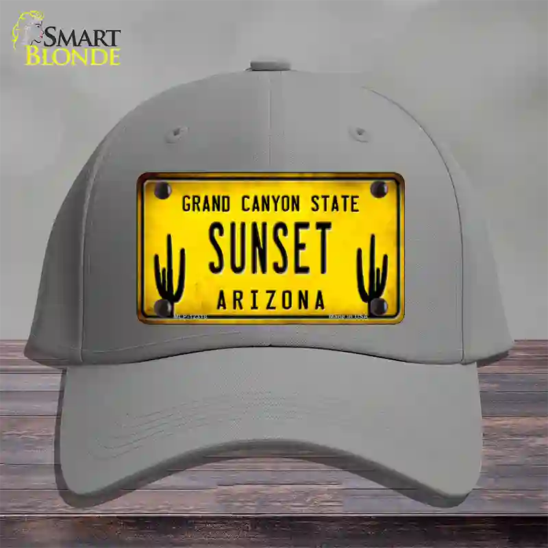 Arizona Sunset Novelty License Plate Hat Cotton / Gray