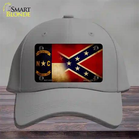 NC | Confederate Flag Novelty License Plate Hat Cotton / Gray