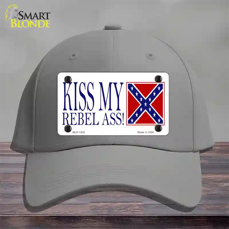 Kiss My Rebel Ass Novelty License Plate Hat Cotton / Gray