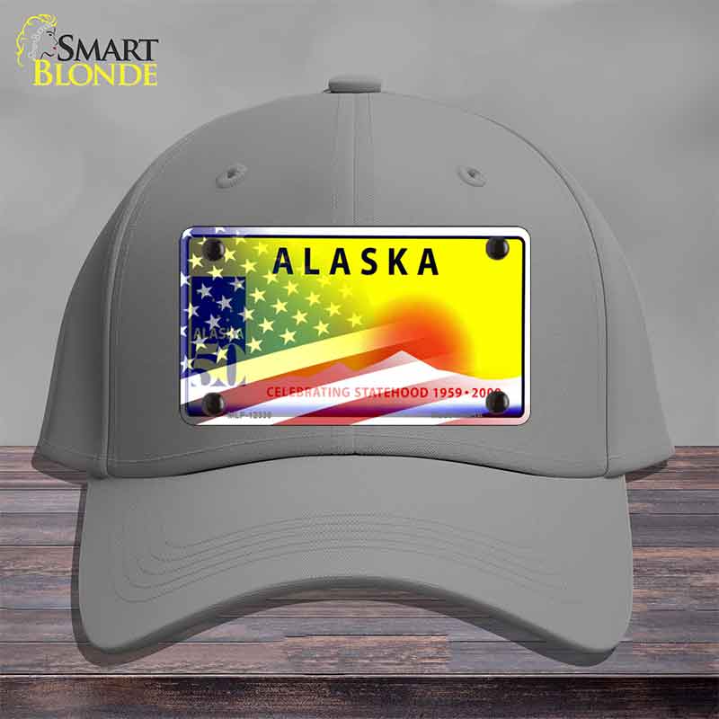 Alaska with American Flag Novelty License Plate Hat HAT-MLP-12330
