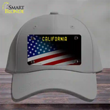 California with American Flag Novelty License Plate Hat Cotton / Gray