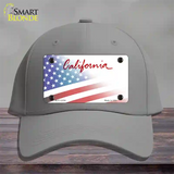 California Plate American Flag Novelty License Plate Hat Cotton / Gray