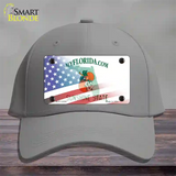 Florida with American Flag Novelty License Plate Hat Cotton / Gray