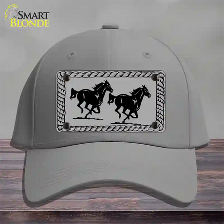 Two Running Horses Novelty License Plate Hat Cotton / Gray