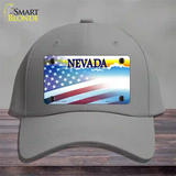 Nevada with American Flag Novelty License Plate Hat Cotton / Gray