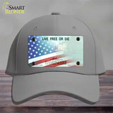 New Hampshire with American Flag Novelty License Plate Hat Cotton / Gray