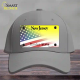 New Jersey with American Flag Novelty License Plate Hat Cotton / Gray