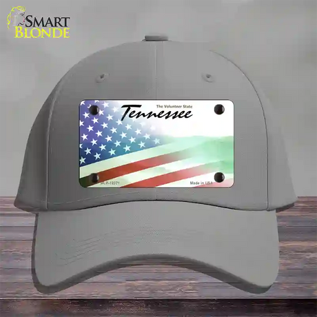 Tennessee with American Flag Novelty License Plate Hat Cotton / Gray