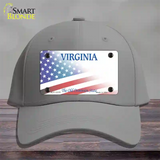 Virginia with American Flag Novelty License Plate Hat Cotton / Gray