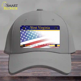 West Virginia with American Flag Novelty License Plate Hat Cotton / Gray