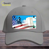 Wyoming with American Flag Novelty License Plate Hat Cotton / Gray