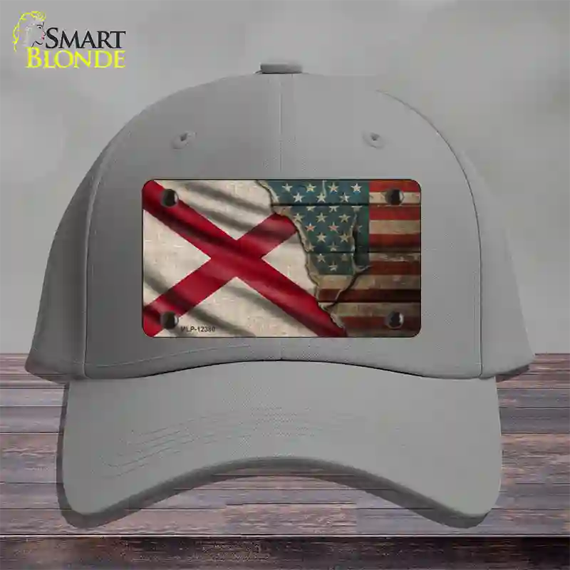 Alabama/American Flag Novelty License Plate Hat Cotton / Gray