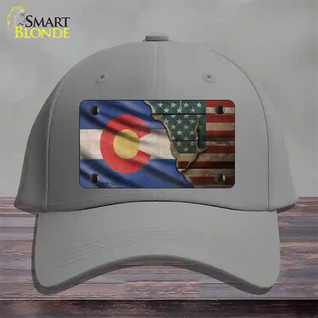 Colorado/American Flag Novelty License Plate Hat Cotton / Gray