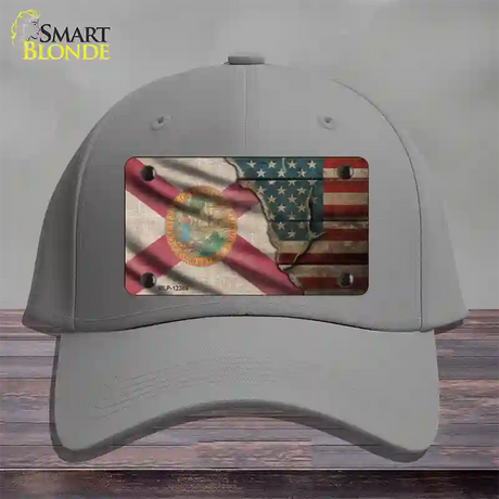 Florida/American Flag Novelty License Plate Hat Cotton / Gray