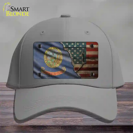 Idaho/American Flag Novelty License Plate Hat Cotton / Gray