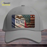 Iowa/American Flag Novelty License Plate Hat Cotton / Gray