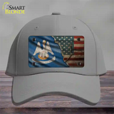 Louisiana/American Flag Novelty License Plate Hat Cotton / Gray