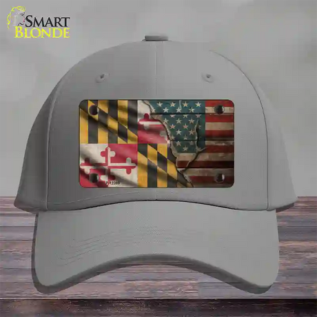 Maryland/American Flag Novelty License Plate Hat Cotton / Gray