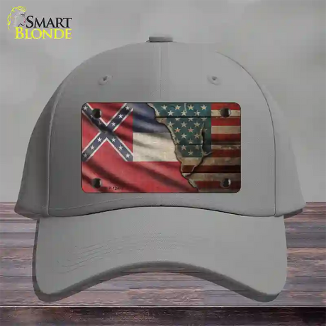 Mississippi/American Flag Novelty License Plate Hat Cotton / Gray