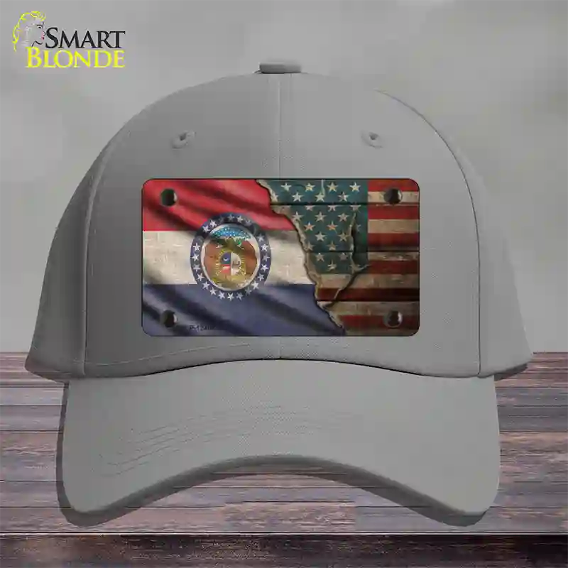 Missouri/American Flag Novelty License Plate Hat Cotton / Gray