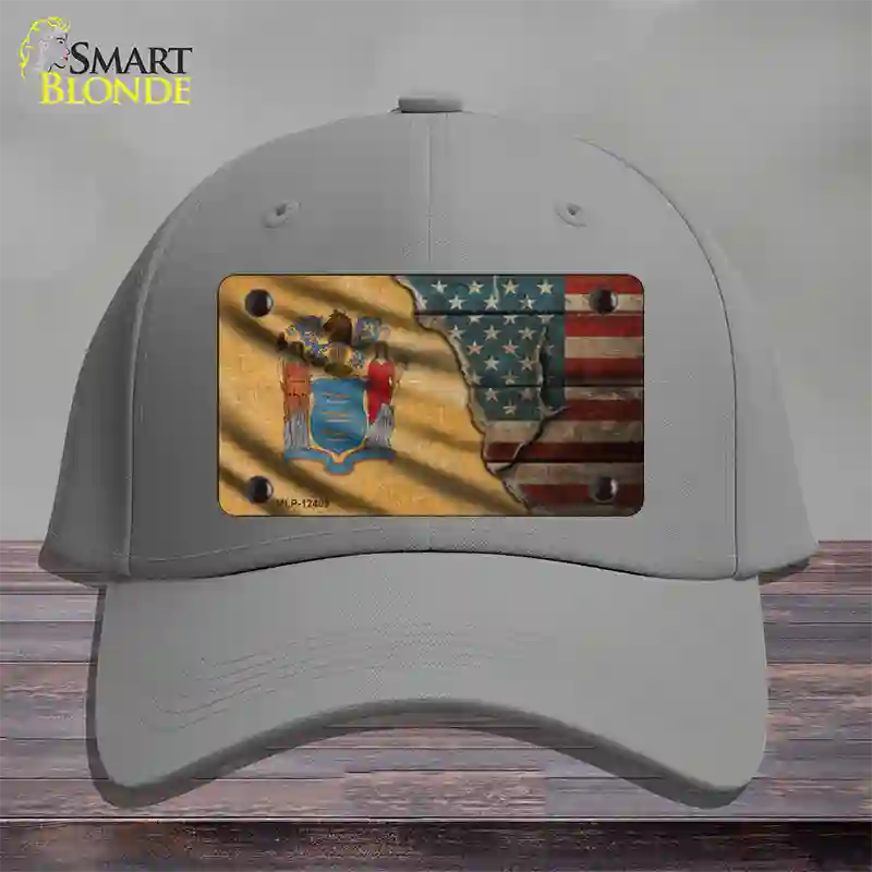 New Jersey/American Flag Novelty License Plate Hat Cotton / Gray