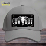 Cowboy Longhorn Skull Novelty License Plate Hat Cotton / Gray