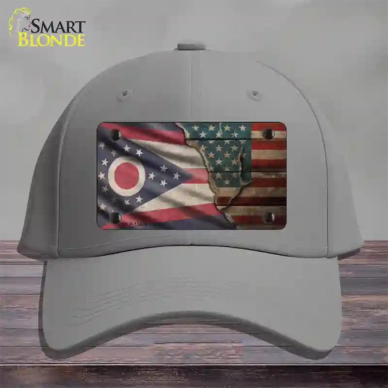 Ohio/American Flag Novelty License Plate Hat Cotton / Gray