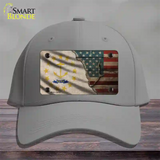 Rhode Island/American Flag Novelty License Plate Hat Cotton / Gray