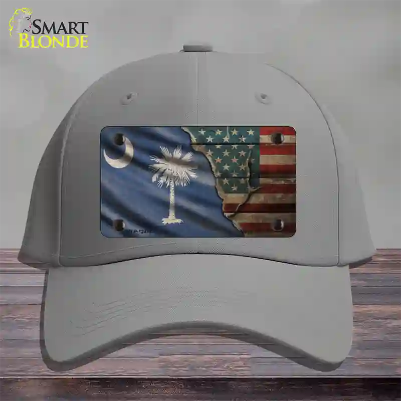 South Carolina/American Flag Novelty License Plate Hat Cotton / Gray