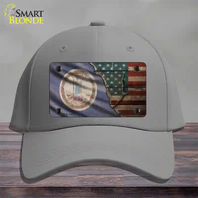 Virginia/American Flag Novelty License Plate Hat Cotton / Gray