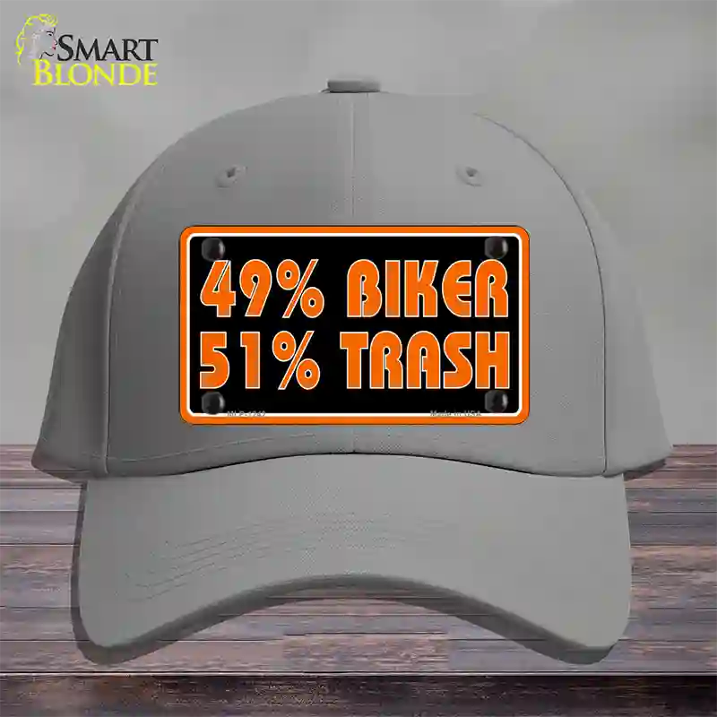 49% Biker 51% Trash Novelty License Plate Hat Cotton / Gray