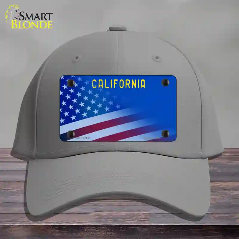 California with Blue California Plate Novelty License Plate Hat Cotton / Gray