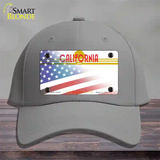 California Golden with American Flag Novelty License Plate Hat Cotton / Gray