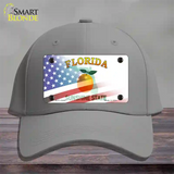 Florida Orange with American Flag Novelty License Plate Hat Cotton / Gray