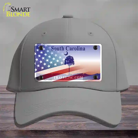 South Carolina Travel Plate American Flag Novelty License Plate Hat Cotton / Gray