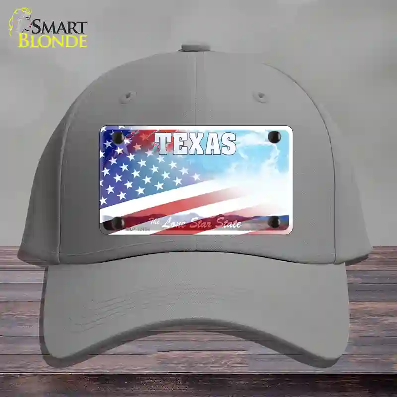 Texas Lone Star Plate American Flag Novelty License Plate Hat Cotton / Gray