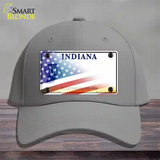 Indiana Bicentennial with American Flag Novelty License Plate Hat Cotton / Gray