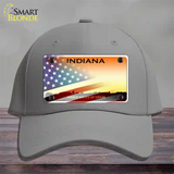 Indiana Amber Waves Plate American Flag Novelty License Plate Hat Cotton / Gray