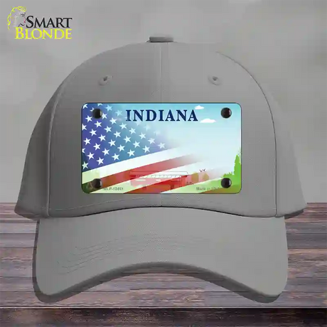 Indiana Bridge Plate American Flag Novelty License Plate Hat Cotton / Gray